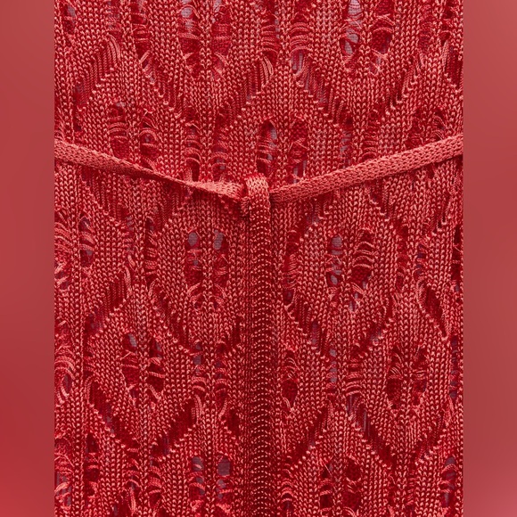 Fringed open knit tunic dress semi sheer - Picture 2 of 5